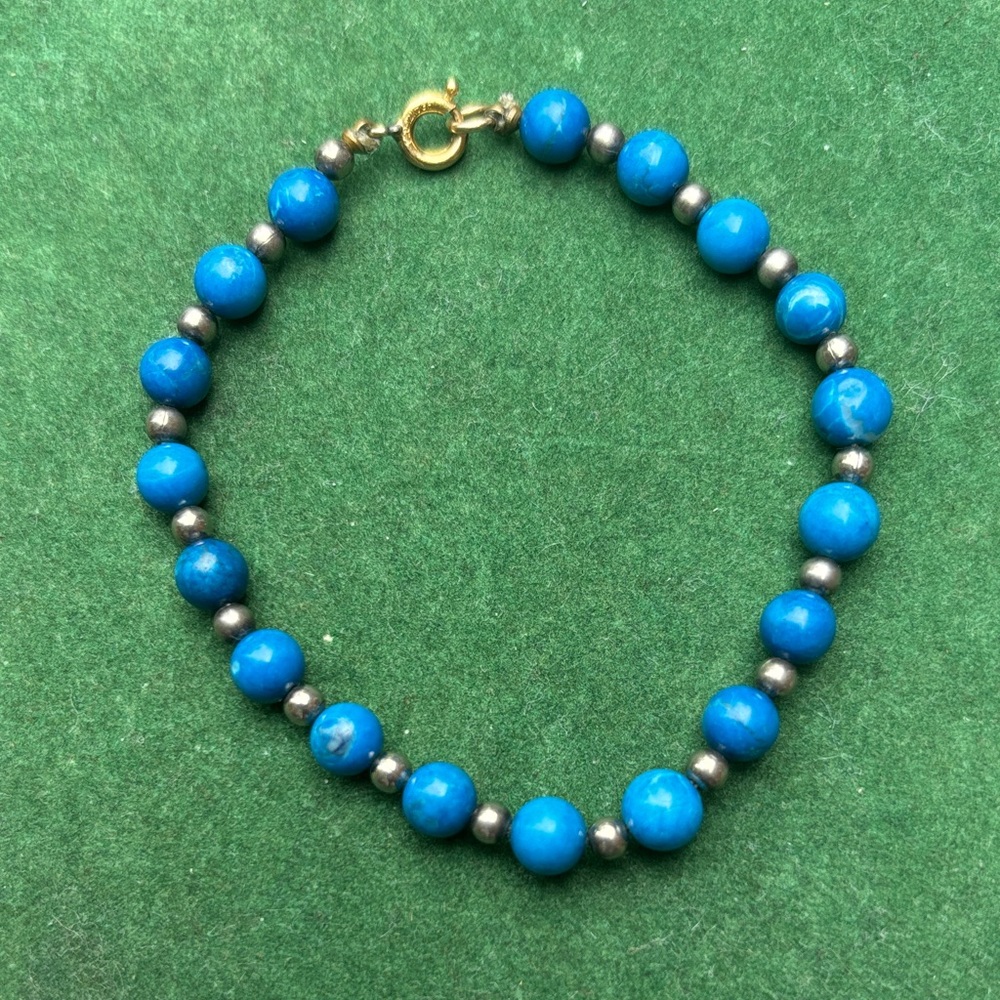 Blue & Silver Beaded Bracelet